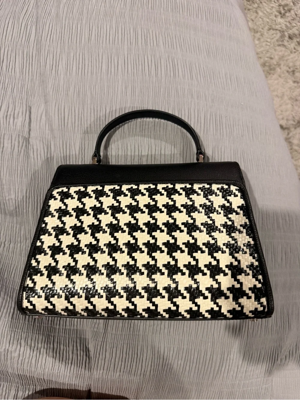 kate spade Black & White Houndstooth Top-Handle Satchel